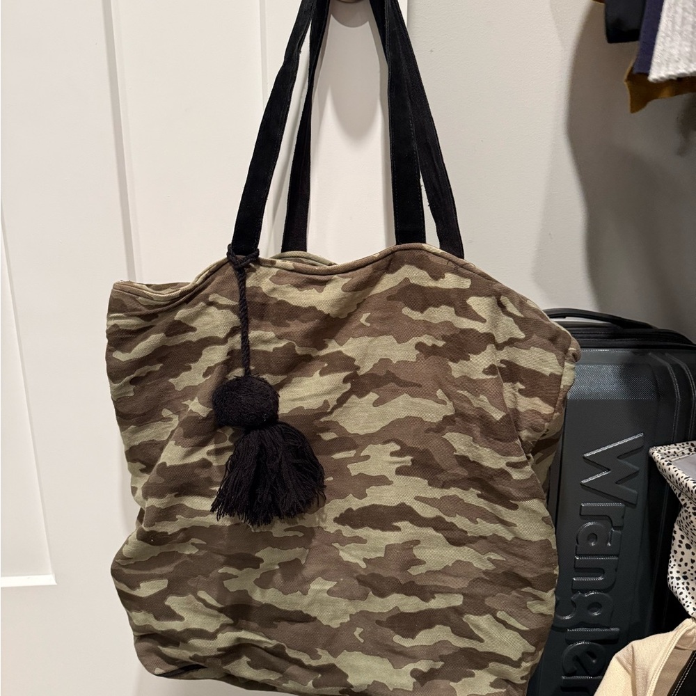 Camouflage Tote Bag with Black Handles